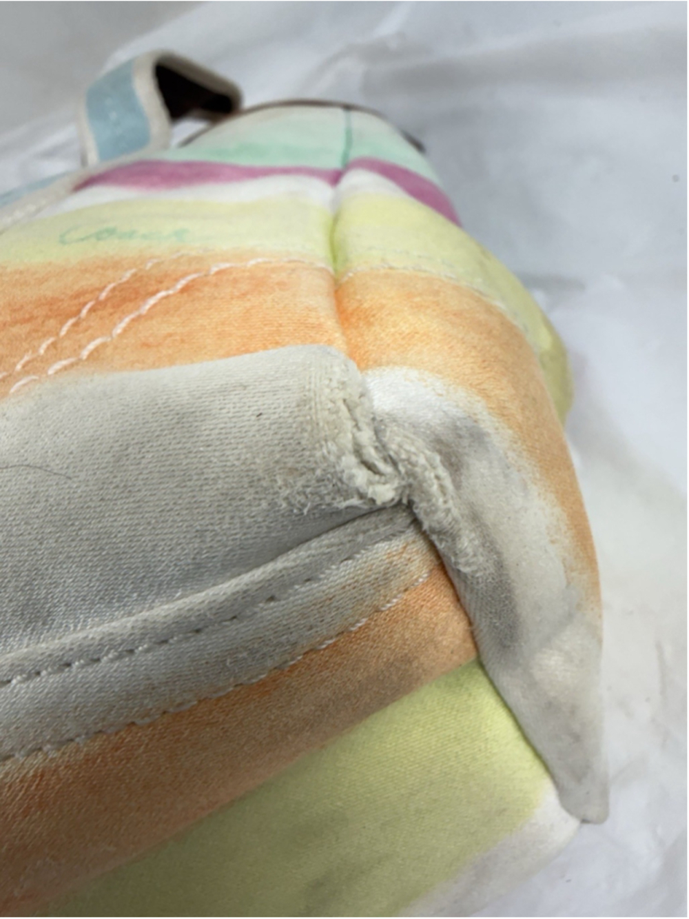 Vintage Coach Hamptons Y2K Watercolor Pastel Stripes Tote - Picture 6 of 16